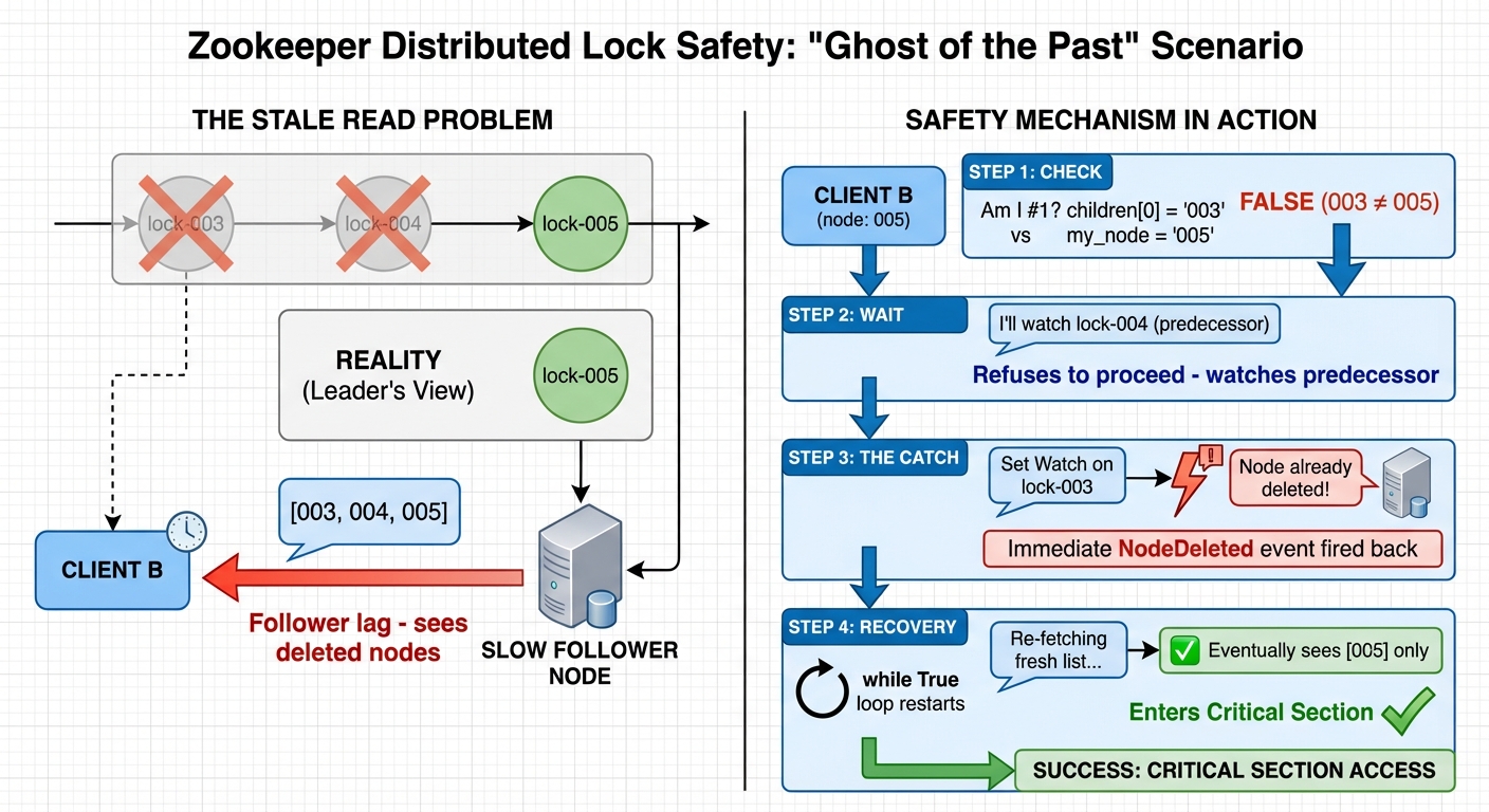 Zookeeper Distributed Lock Safety: Ghost of the Past Scenario